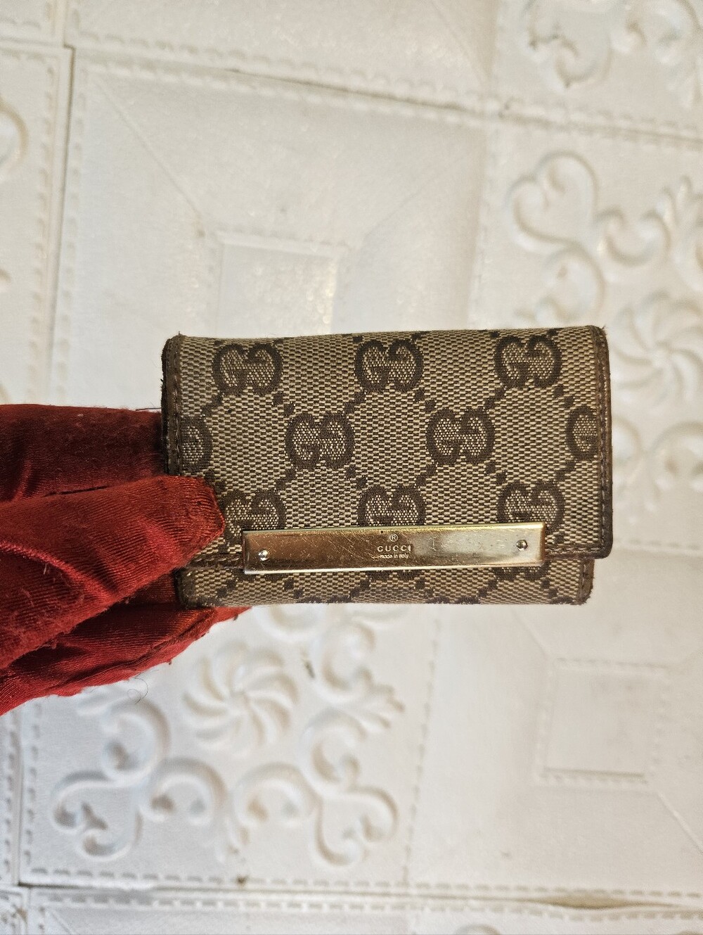 Gucci Gg Canvas 6Key Driver license/Card Holder & Organizer Authentic 90s Vintag